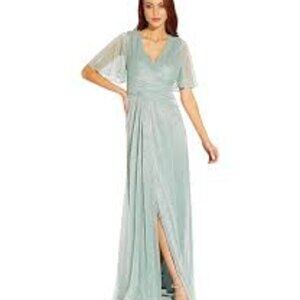 NWT Adrianna Papell Light Blue Maxi Dress Short Sleeve  Basic Dress Size 20 W